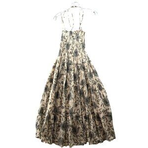Abercrombie & Fitch Floral Maxi Dress Womens XS Smocked Cami Tiered Beige Gray